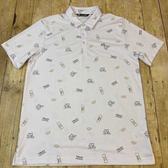Travis Mathew Polo Shirt Large Truly Hard Seltzer All Over Pattern - Picture 6 of 14